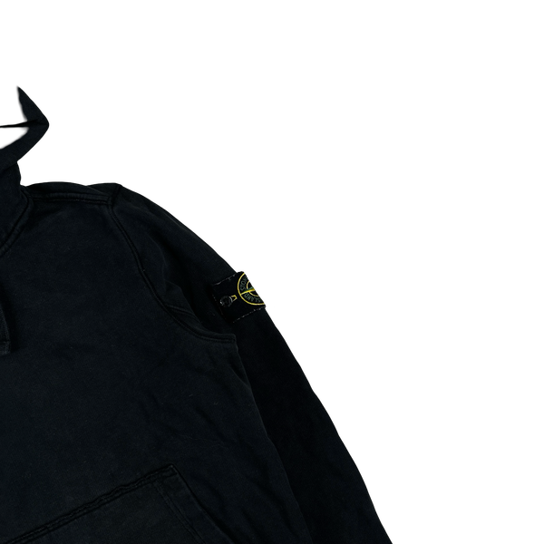 Stone Island 2018 Black Cotton Pullover Hoodie - Small