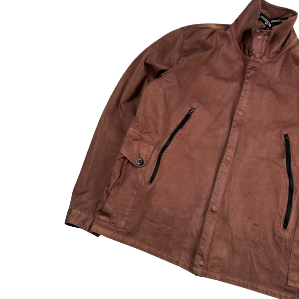 Stone Island 2006 Burgundy Cotton Blend Zipped Multi Pocket Jacket - XXL