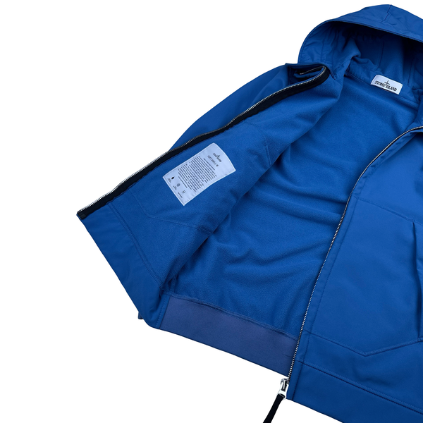 Stone Island Blue Soft Shell R Hooded Jacket - Medium