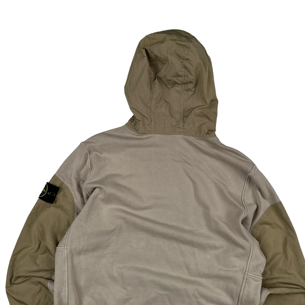 Stone Island 2023 Beige Cotton Nylon Panel Hood Jumper - Large