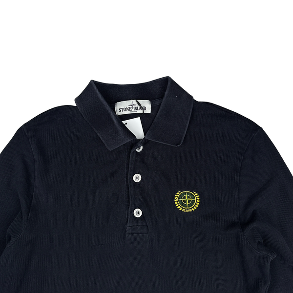 Stone Island 2012 Navy Cotton 30th Anniversary Long Sleeve Polo Shirt - Medium