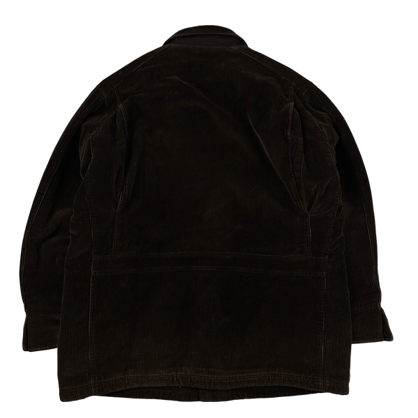 Ralph Lauren Chaps 90's Brown Corduroy Flannel Lined Leather Collar Jacket - Large