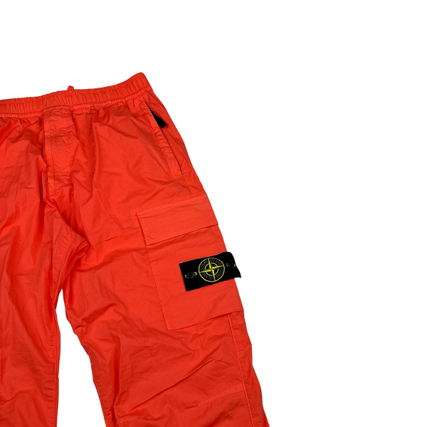 Stone Island 2022 Neon Red Parachute Cargo Trousers - 34"