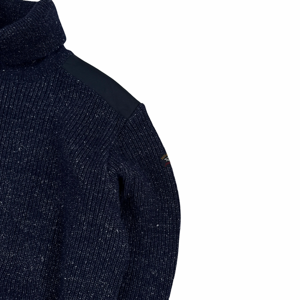 Paul & Shark Navy High Neck Wool Blend Jumper - Large