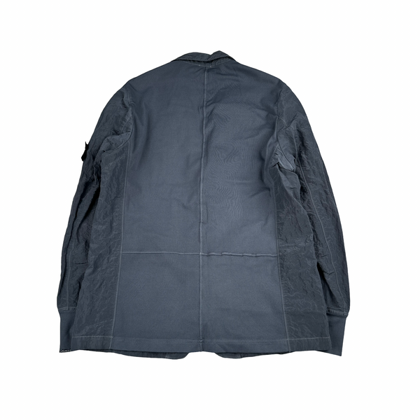 Stone Island 2012 Navy Silver Nylon Shadow Project Blazer Overshirt Jacket - XL
