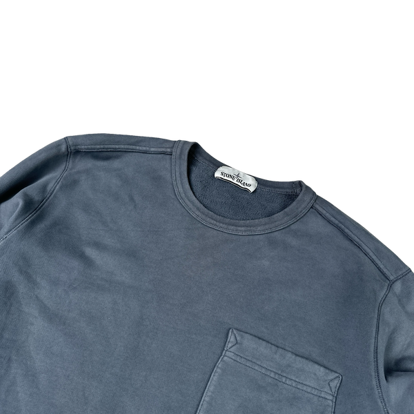 Stone Island 2019 Blue Cotton Crewneck - Large