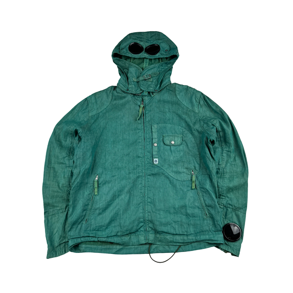 C.P. COMPANY 緑色 コットンジャケット CP Company Teal Green Lino Flax Goggle Watch Finder Jacket - XL