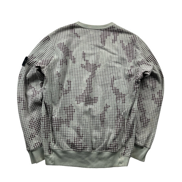 Stone Island 2017 Grid Check Camo Crewneck Sweatshirt - Large
