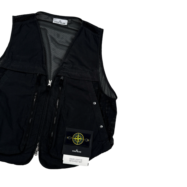Stone Island 2024 Black David Light-TC Poly Net Gilet - Large