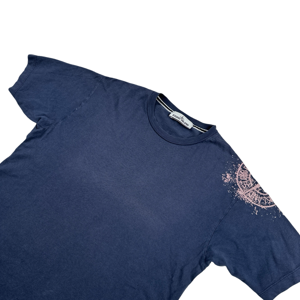 Stone Island 2017 Navy Arm Compass Graphic Logo T Shirt - Medium