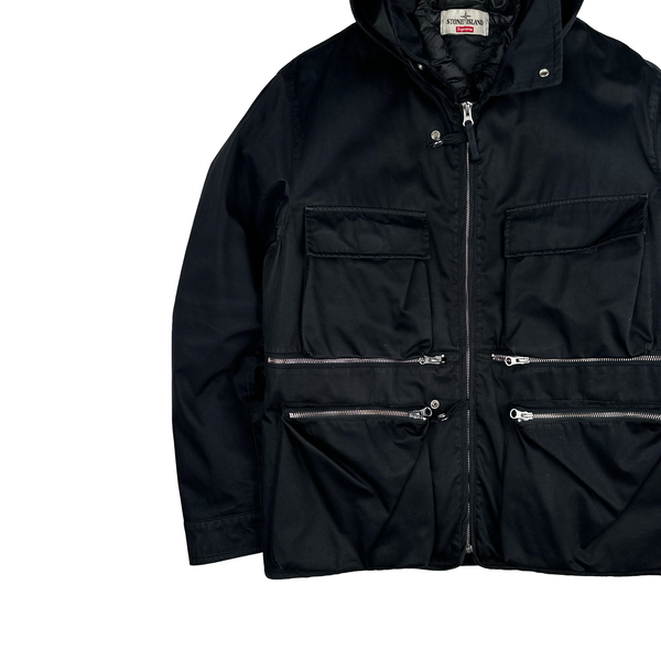 Stone Island Black Helicopter Raso Gommato Jacket - Small