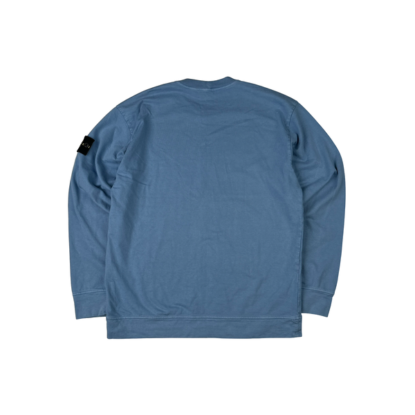 Stone Island 2022 Baby Blue Pullover Cotton Jumper - Small