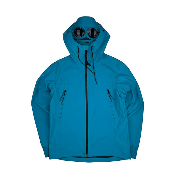 CP Company Blue Soft Shell Goggle Jacket - Large