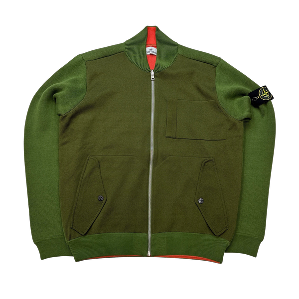 Stone Island 2022 Green/Coral Knit Reversible Cardigan - Medium