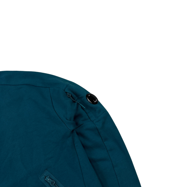 CP Company Blue High Neck Quarter Zipped Pullover - Small