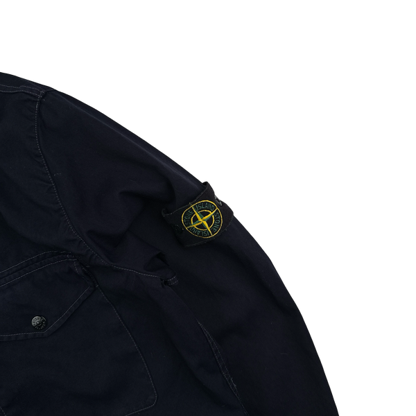 Stone Island 2003 Navy Contrast Stich Poly Overshirt - Medium