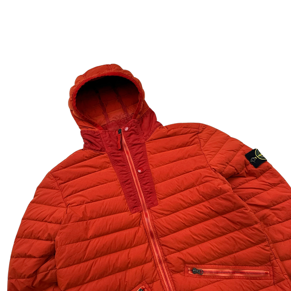 Stone Island Red Loom Woven Down Chambers Stretch Nylon Jacket - Large