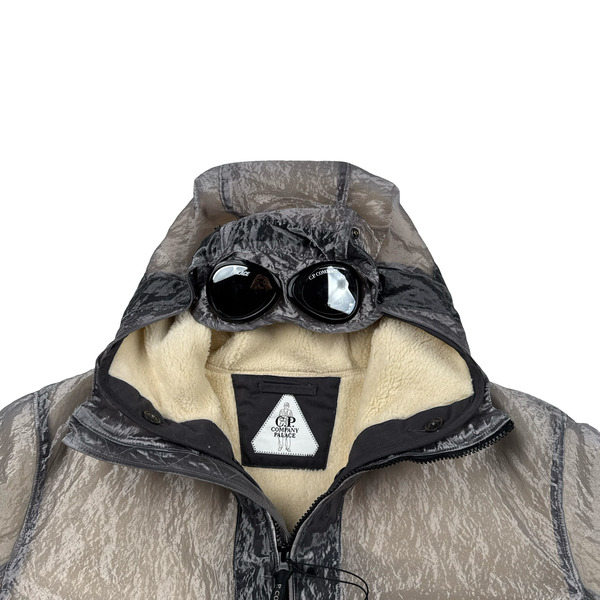 CP Company X Palace Silver Kan D Shearling Lined Spellout Embroidered Pocketed Jacket - Small