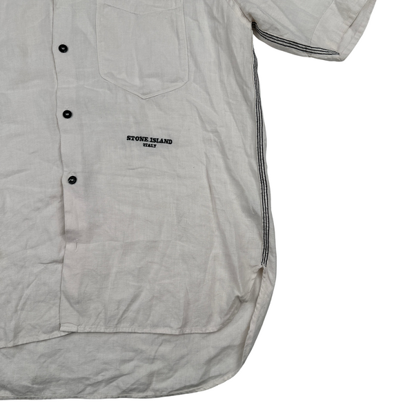 Stone Island Italy Linen Spellout Buttoned Shirt - Medium