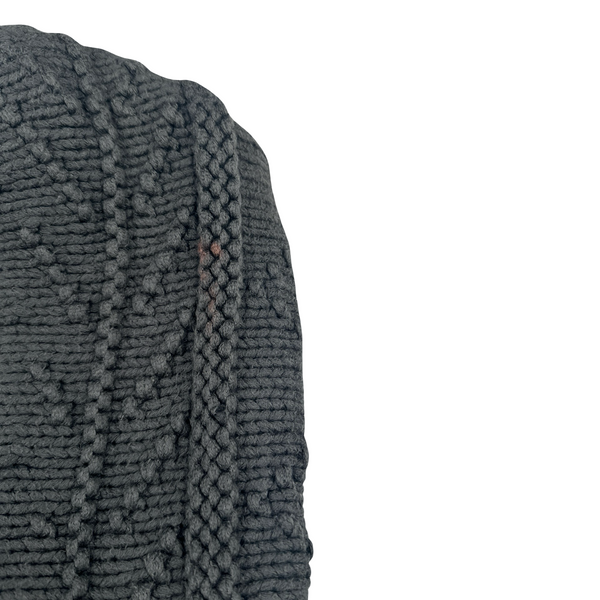 Stone Island 2009 Grey Cotton Detailed Knit Pullover Hoodie - Small