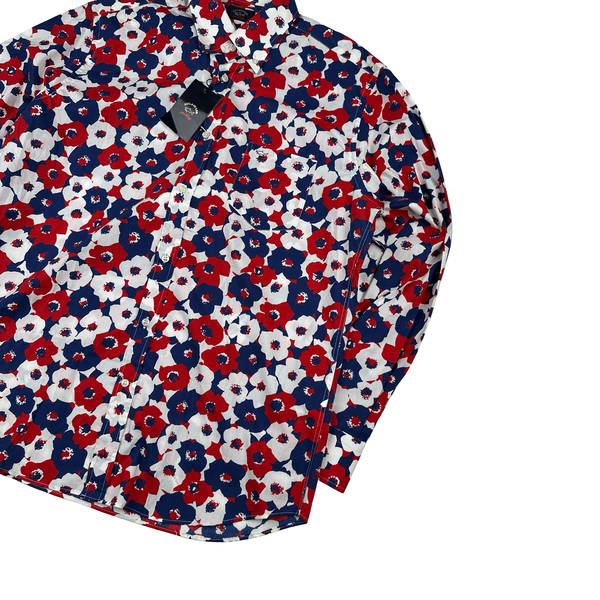 Paul & Shark Red/Blue Flower Pattern Longsleeve Shirt - XXL