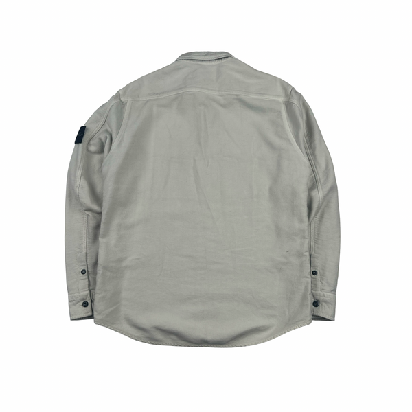 Stone Island Cream Thick Brushed Cotton Overshirt - Large