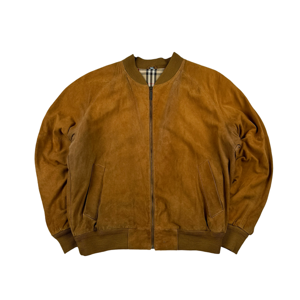 Burberry Suede Nova Check Lining Harrington Bomber Jacket - 3XL