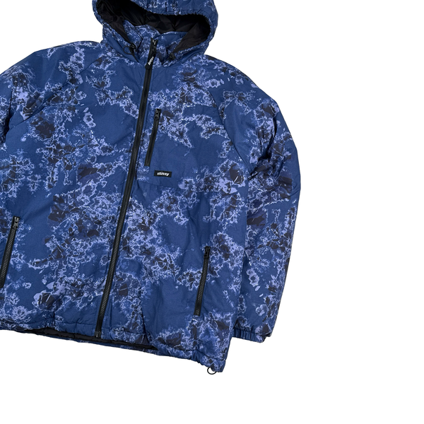 Stussy Blue Floral Print Primaloft Puffer Jacket - Large