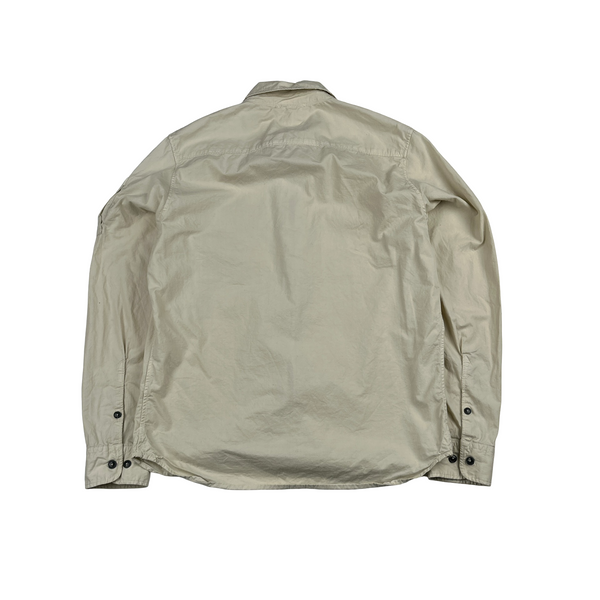 CP Company Cream Zipped Cotton Lens View Overshirt - Large