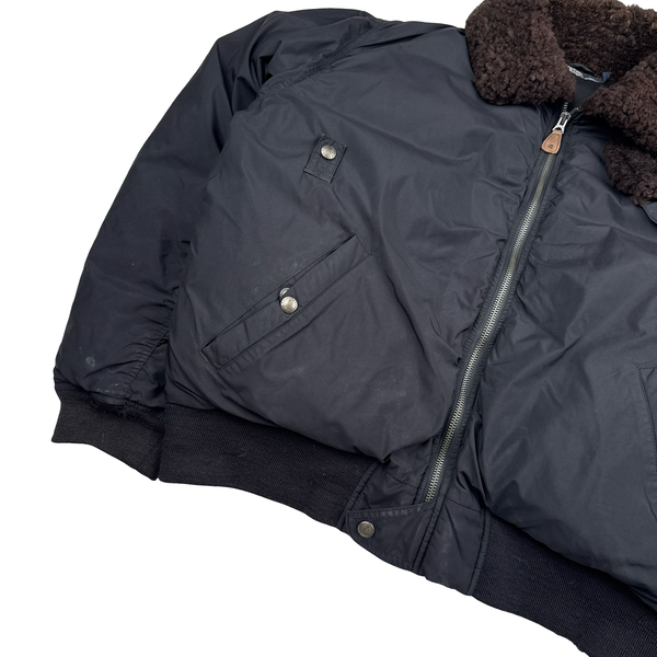 Ralph Lauren Heavyweight Shearling Collared Down Bomber Jacket - Large
