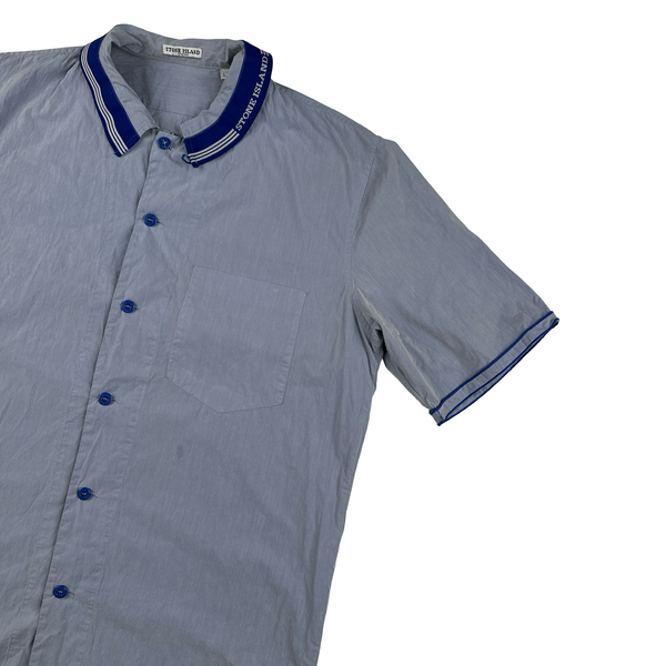 Stone Island 2005 Rare Spellout Collar Cotton Blend Shirt - Large