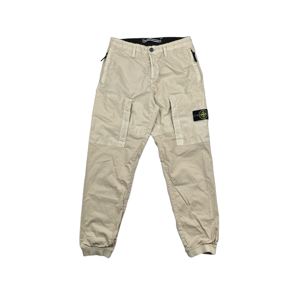 Stone Island 2020 Mussola Panel Beige Cargo Trousers - 30"