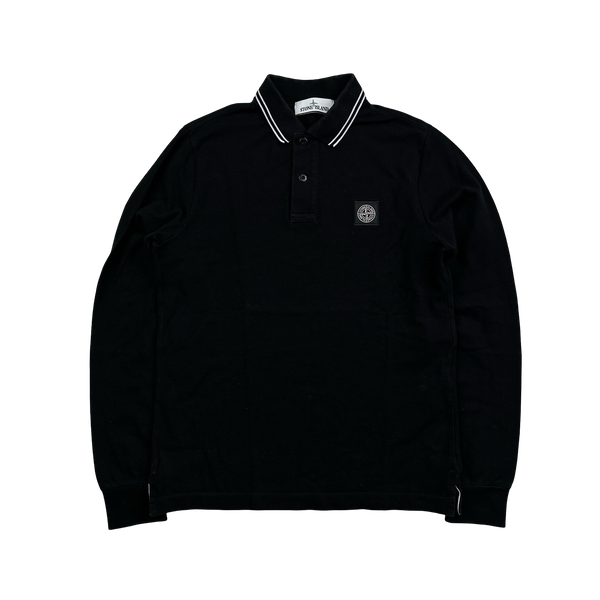 Stone Island 2021 Black Longsleeve Polo Shirt - Small