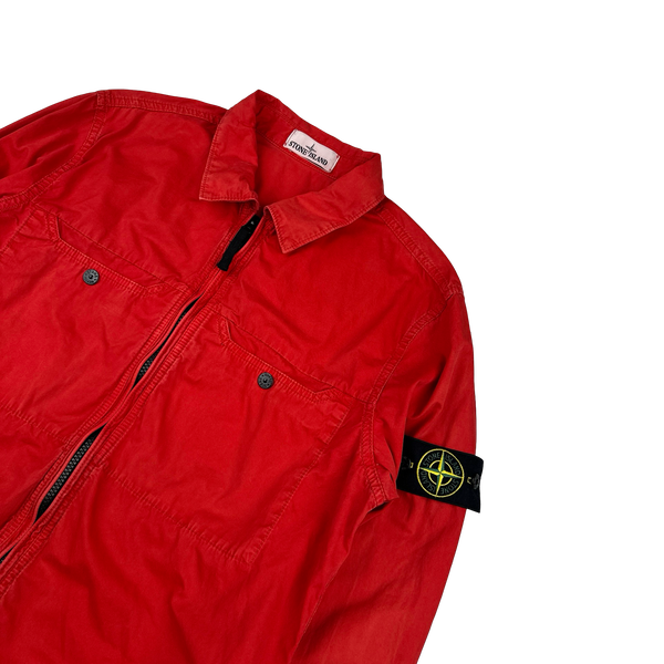 Stone Island 2016 Red Garment Dyed Overshirt - Large