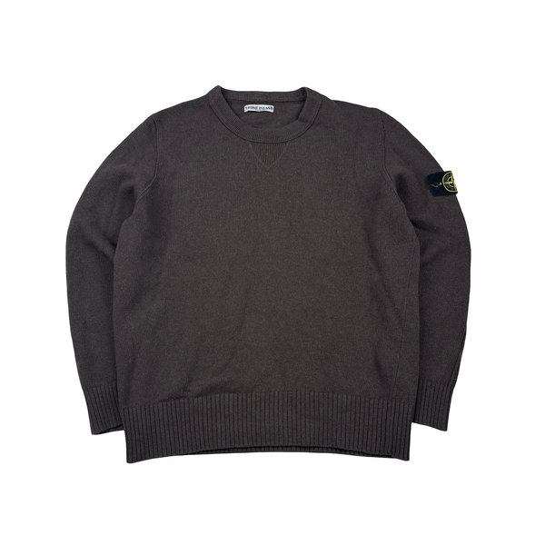 Stone Island 2010 Brown Wool Blend Knit Crewneck Jumper - XXL