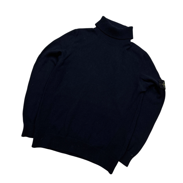 Stone Island 2015 Navy Blue Knit Roll Neck Jumper - XL