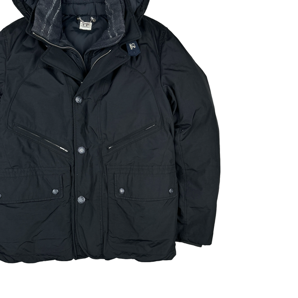 CP Company Down Filled Quilted Lined Black Goggle Puffer Jacket - Large