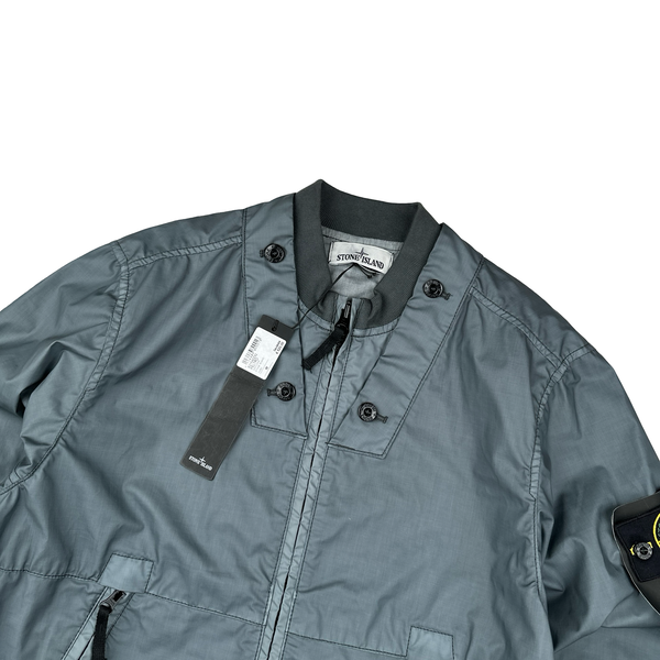 Stone Island Blue Mussola Gommata Melange Jacket - Medium