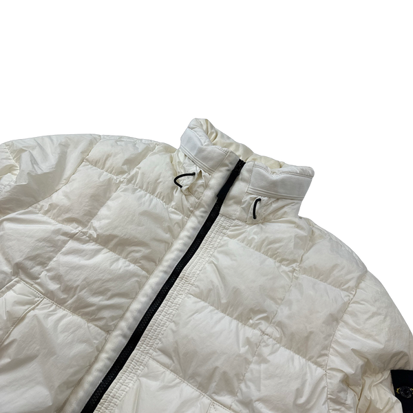 Stone Island White Garment Dyed Crinkle Reps Puffer Jacket - Medium