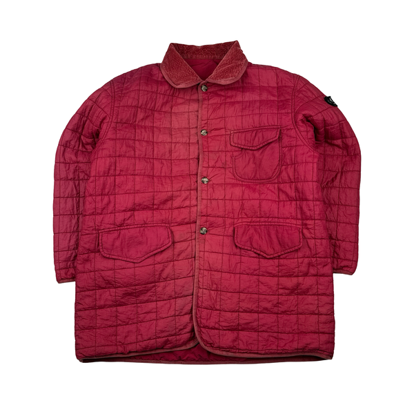 CP Company Vintage 1994 Pink Buttoned Reversable Spellout Badge Quilted Jacket - Large