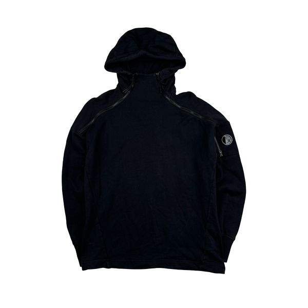 CP Company Black Pullover Zipped Chest Lens View Hoodie - Large