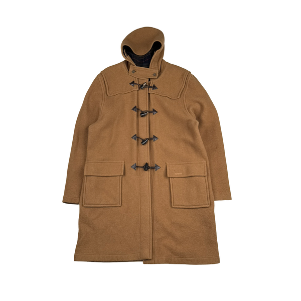 Barbour Tan Cashmere Blend Tartan Lined Duffle Coat - Large