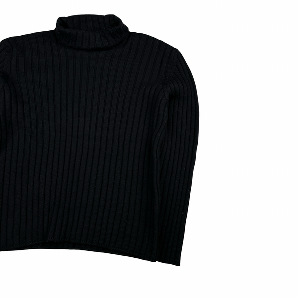 CP Company 1995 Lana Wool Black Ribbed Knitted Jumper - Small