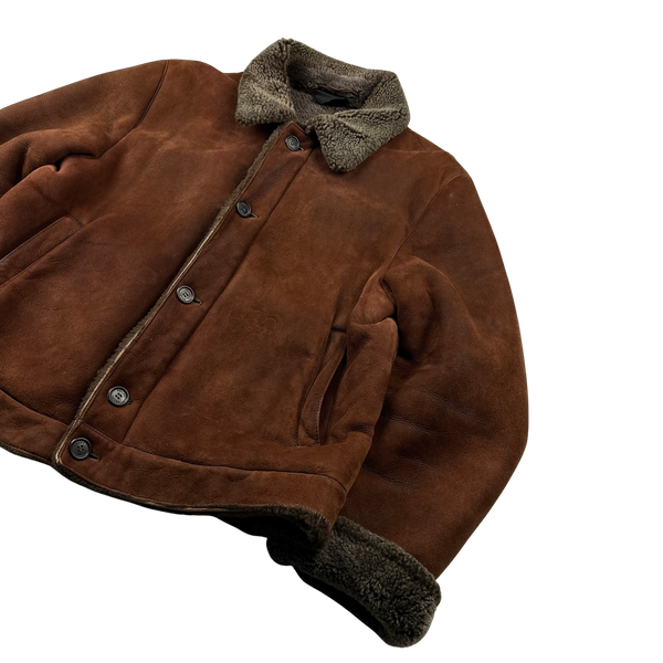 Prada Brown Vintage Suede Shearling Jacket - XL