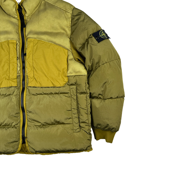 Stone Island 2021 Yellow Panama 6/3 HT Nylon Mix Fabrics Down- TC Puffer - Large