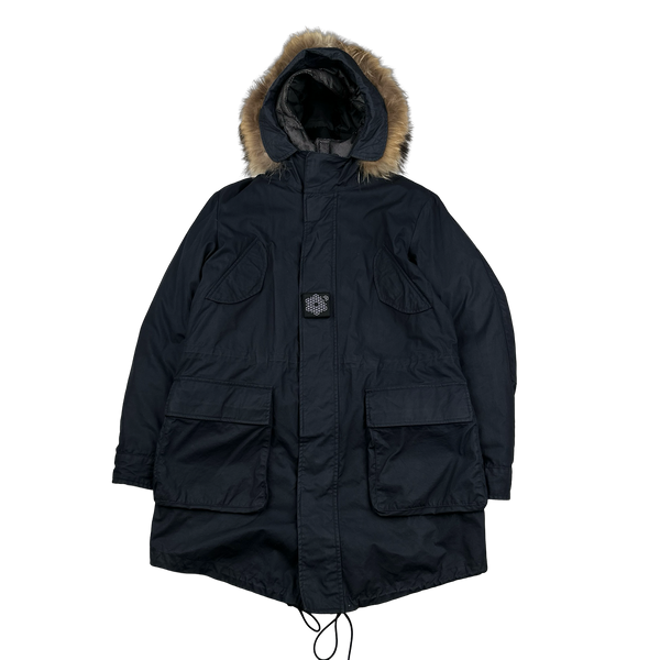 Plurimus Navy 3 In 1 Fur Hood Parka Vest Jacket - Medium