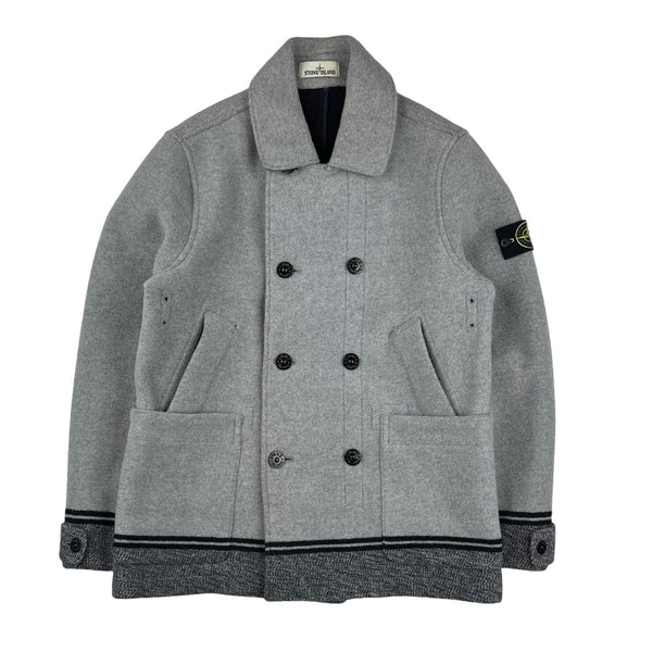 Stone Island 2020 Panno Jaquard Double Breasted Wool Collared - Large