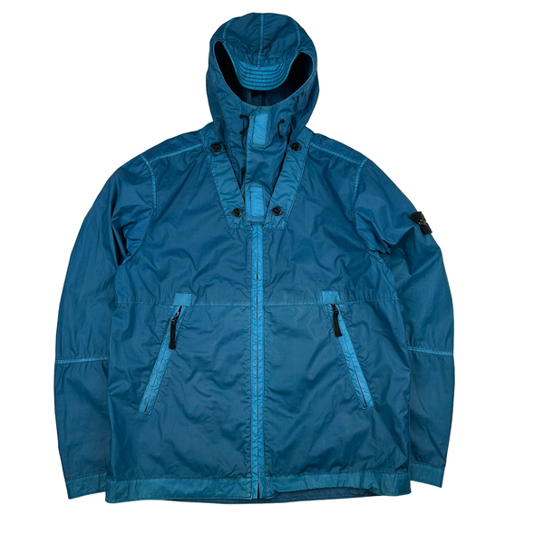 Stone Island Blue Mussola Gommata Melange Jacket - Large