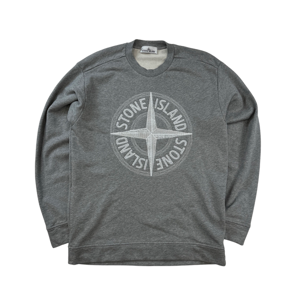 Stone Island 2023 Grey Embroidered Compass Jumper - Medium