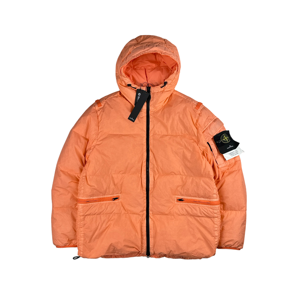 Stone Island 2022 Salmon Pink Crinkle R-NY Down Puffer Jacket - XL/XXL/3XL